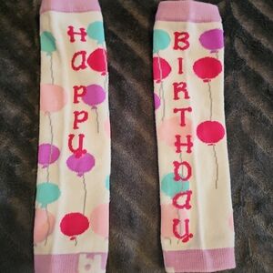 Toddler Leg Warmers Happy Birthday Balloon Print
